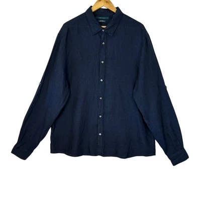 Blusa Perry Ellis Mezcla de Lino Abotonada Mujer’s XXL Manga Larga Cuello Foto 1 de 4