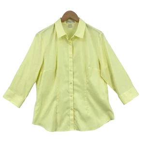 Coldwater Creek Damen gelb bügelfrei Knopfleiste Bluse Shirt Top GR XL 16 - Bild 1 von 2