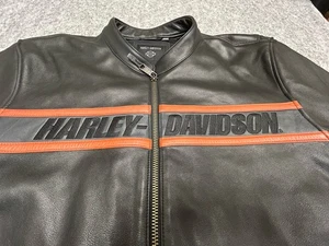 Chaqueta de cuero negra bordada 3XL Harley Davidson para hombre - Imagen 1 de 9