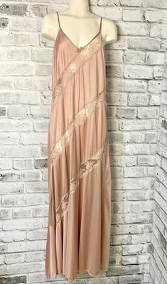 Maxi Vestido Sin Mangas Vintage Y2K Camisón Lencería S Encaje Satinado Cottagecore Boho Años 90 Foto 1 de 4