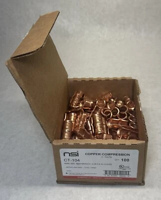 NEW (100-Pack) NSI CT-104 Copper Compression C-Tap Connector 4 AWG – 6 AWG (Run) - Image 1 of 4
