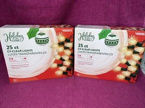 NEW 2 Sets Holiday Living 25-Ct 25-ft Clear White C9 Plug In Lights 4950675 - Picture 1 of 6