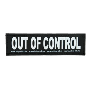 Julius-K9 Attachable Sticker Labels for Harness 'Out of Control' L/13, 2 Pack - Foto 1 di 8