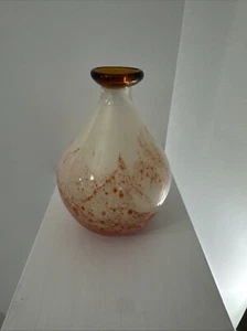 Vintage Medium Vase Home Orange Glass Murano Hand Blown Decor Italy Collectibles - Picture 1 of 8