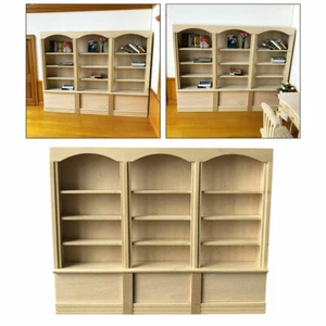 1/12 Wooden Dollhouse Mini Furniture Library Display Bookcase Bookshelf Cabinet - Picture 1 of 12