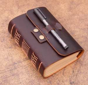 B6 Writing notes Notebook sketchbook Diary Notepad handmade leather brown Q313 - Picture 1 of 7