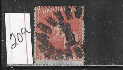 BARBADOS SCOTT #20A 1861 BRITANNIA (6P) BERMILION-ROUGH PERF 14 A 16-USADO Foto 1 de 2