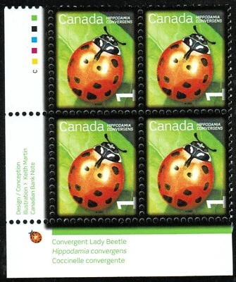 Canada sc#2234 Beneficial Insects: Convergent Lady Beetle, LL Imp. Block Mint-NH - Image 1 of 2