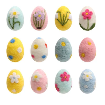Felt Easter Eggs 12 Pieces Large Pastel Felted Eggs Ornaments Easter Decoration - Image 1 of 4