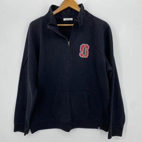 '47 Brand Sweatshirt Men's XL Black Stanford Cardinal 1/4 Zip Pullover Pockets Cover