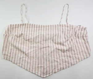 A New Day Womens Pink/Cream Striped Tie Back Crop Tank Top Size XXL Linen Rayon - Picture 1 of 6