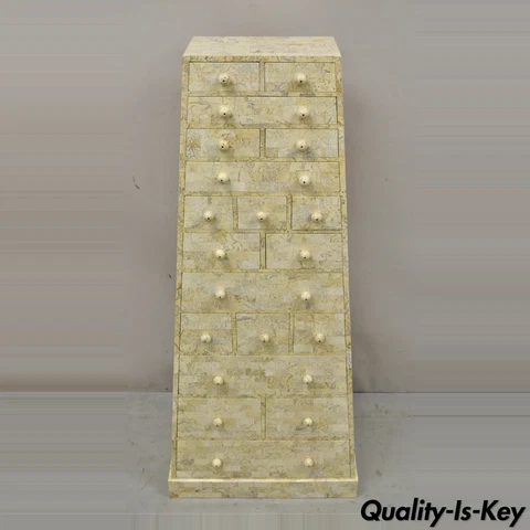 Maitland Smith Tessellated Marble Stone Modern Pyramid Chest of Drawers Cover