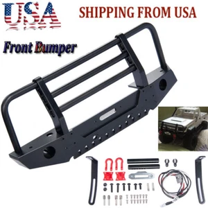 Metal Front Bumper w/ Winch Mount Shackles For 1/10 RC TRX-4 SCX10 II US - Picture 1 of 12
