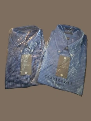 2NWT Claybrooke Shirt Wrinkle Free Oxford 18XXL SS blue Style May2286+2280 - Image 1 of 4
