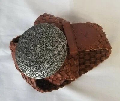 American Eagle Outfitters Woven Belt Small S/M Brown Leather Boho Hippie - Image 1 of 4
