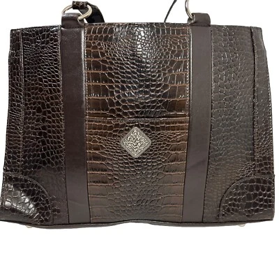 Coldwater Creek Croc Mock Brown Purse Juliana Croco Travel Tote - Image 1 of 4