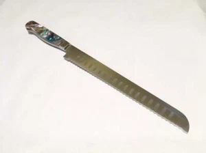 Challah Knife, Serrated Japanese VG-10 Stainless Steel, Acrylic, Made to Order - Picture 1 of 11