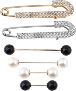 6pcs Brooches and Pins for Women, Premium Imitation Crystal Pearl Brooch Pins Br - Picture 1 of 7