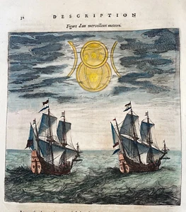 METEOR IN ARCTIC 1663 WILLEM BLAEU RARE ANTIQUE VIEW (HEIGHTENED WITH GOLD) - Picture 1 of 3