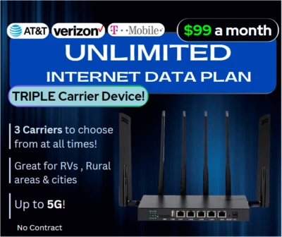 MULTI/TRIPLE-CARRIER CAT 12 Modem w/UNLIMITED Internet Hotspot Data Plan-$99/mon - Image 1 of 4