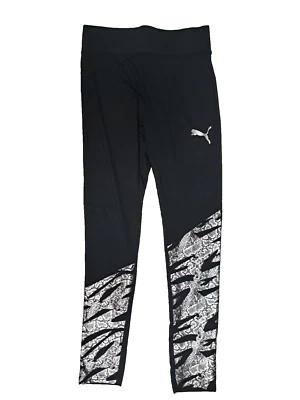 Leggings Puma Foil Niñas Jóvenes Negro y Plateado Piel de Serpiente Look Talla Grande 12/14 Foto 1 de 3
