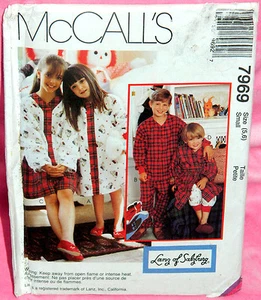 Camiseta de noche sin cortar McCalls niña niño 5-6 pijama pantalones top y bata patrón 7969 - Imagen 1 de 2