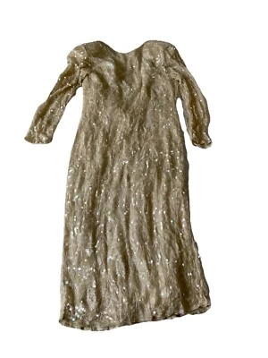 Vestido vintage de seda de secuencia transparente para mujer Foto 1 de 3