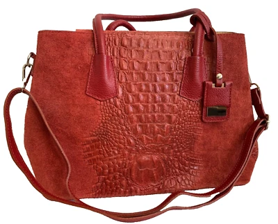 Cartera de cuero de cocodrilo rojo ladrillo Borse in Pelle, bolso de hombro, cartera ID 436 Foto 1 de 4