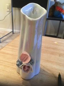 Vintage 7" Bud Vase, Floral  with Lusterware Glaze - Picture 1 of 8