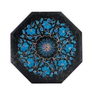 24" Green Marble Studying Room Table Muli Stone Mosaic Inlay Evening Tea Desk De - Picture 1 of 9