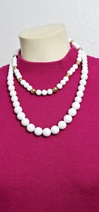NAPIER WOMEN NECKLACES (2) White & gold pearls 18'' & 24" excellent condition. - Picture 1 of 12