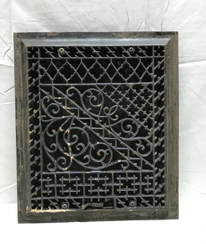 Antique Cast Iron Heat Grate Wall Register 10x12 Decorative Vintage Old 848-23B Cover