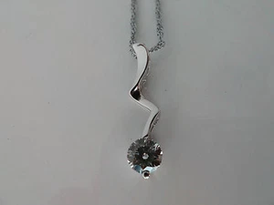 Colgante/collar/cadena de plata esterlina 925, piedra cz grado AAAAA, nuevo con etiquetas - Imagen 1 de 7