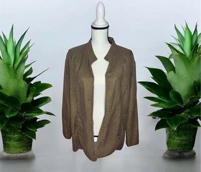 Chaqueta Blazer Eileen Fisher Mujer Talla 3X 100% Seda Frente Abierto Foto 1 de 4