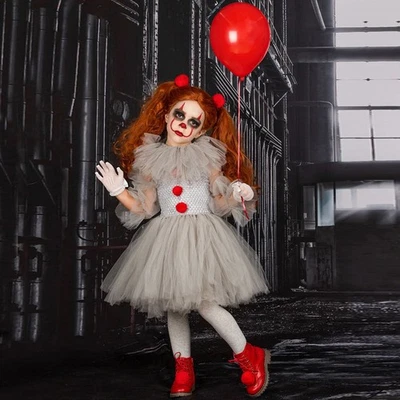 MARKENLOS Cosplay Kinder Mädchen Stephen King's Es Clown Cosplay Karneval Kostüm Kleider