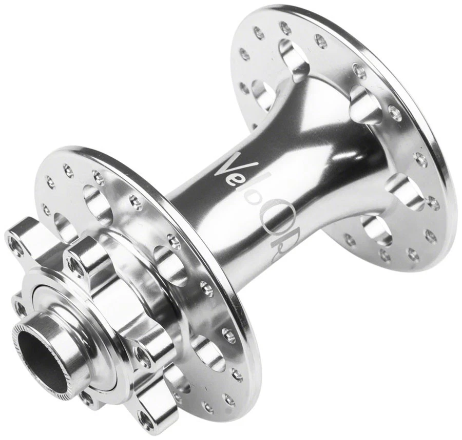 Buje delantero Velo naranja de aluminio pulido - disco de 6 pernos, QR/eje pasante Foto 1 de 1