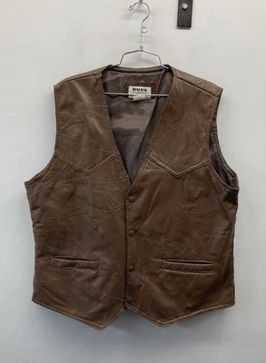 Chaleco a Presión De Colección Y2K Duke Haband Marrón Patchwork Cuero Para Hombre L Foto 1 de 3