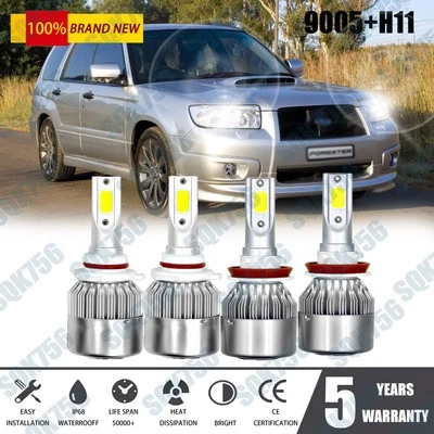 For Subaru Forester 2009-2018 6000K Combo LED Headlight High Low Beam Bulbs - Image 1 of 4