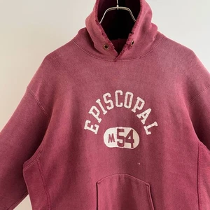 Vintage 70er Champion Sunfade Reverse Hoodie Sweatshirt Gr. L Bordeaux - Bild 1 von 10