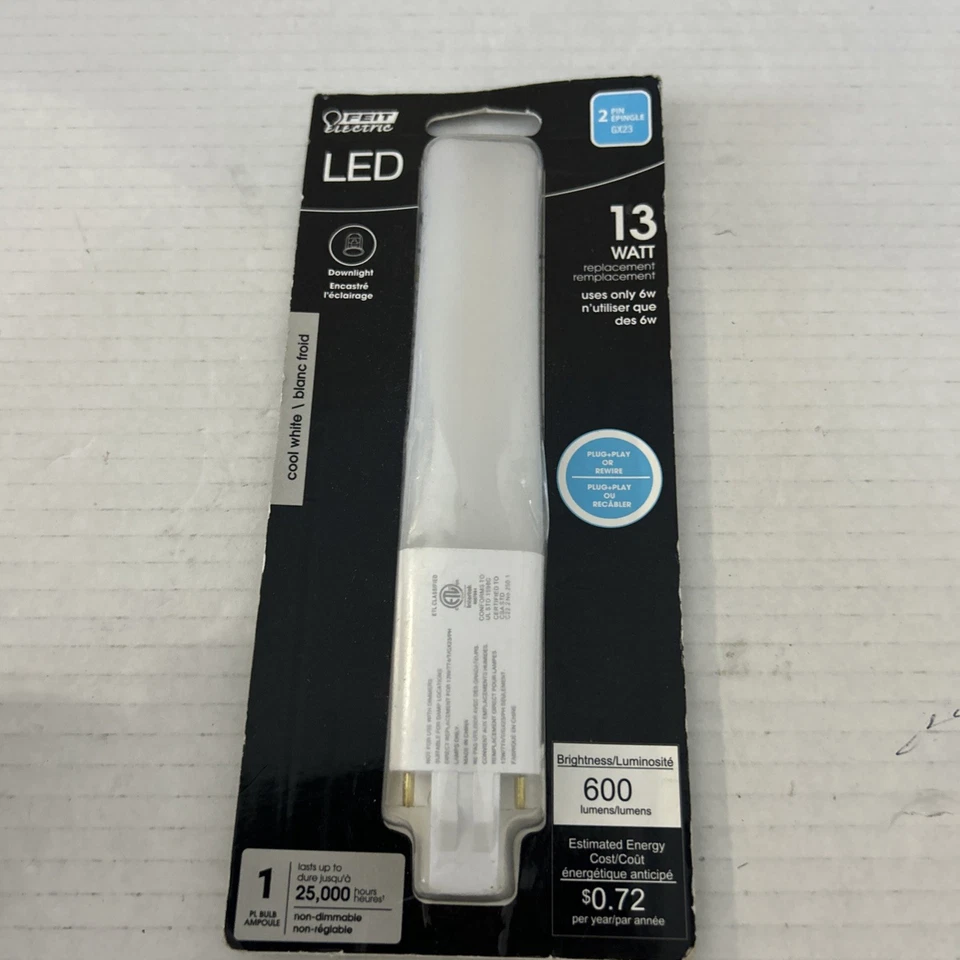 Feit Electric 2 Pin GX23 LED Bulb 6 Watt 13 Equivalent Cool White 600 Lums 4000K - Image 1 of 1