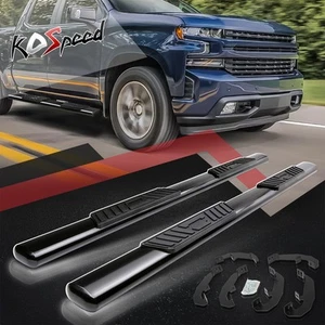 5" Oval Tube Running Board Step Bar for 19-24 Silverado/Sierra Crew Cab Black - Picture 1 of 6