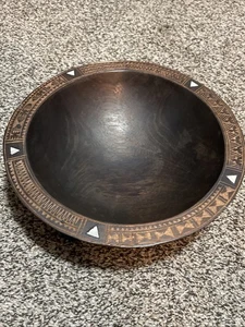 Fijian Tanoa Kava Bowl Handmade Carved Painted One Piece Wood Unknown 10" - Picture 1 of 14