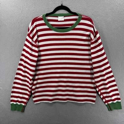 Hanna Andersson Pajama Top Adult Size M Red White Green Long Sleeve Long John - Image 1 of 4