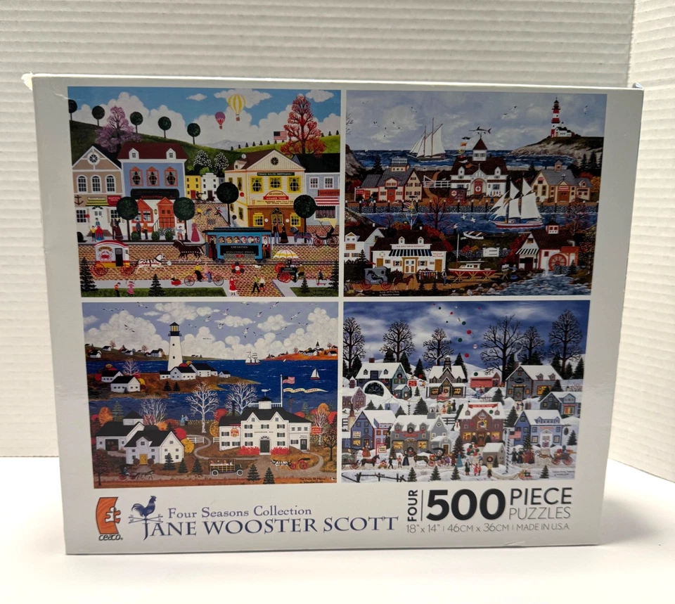 NEW Four Seasons Collection 4x500 Pieces Puzzle By Jane Wooster Scott, Sealed - Image 1 of 4