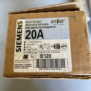 Siemens B120 Circuit Breaker 20A 1P 120/240 VAC, NEW!! Box Of 10 - Picture 1 of 2