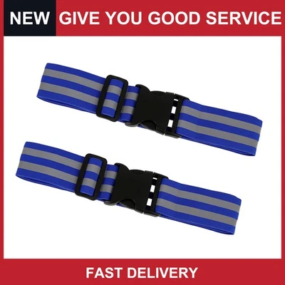 通用腰部高能见度夜间骑行反光带蓝色 2 件装 — 第 1/4 张图片