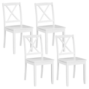 Wood Dining Chairs Set of 4 White, Armless Kitchen Chairs w/Rubber Wood Legs ... - Picture 1 of 9