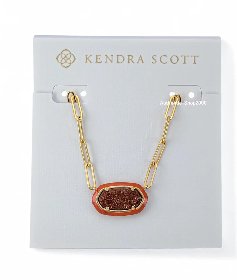 Nuevo Auténtico Collar de Cadena KENDRA SCOTT Oro Naranja Piedra Dorada Elisa Clip Foto 1 de 4