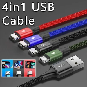 Multi USB Charging Cable Fast Charger Cord For iPhone/Type C/Micro USB 4 in 1 - Picture 1 of 14