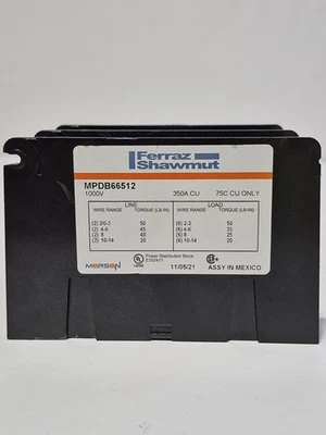 Ferraz Shawmut Mersen Power Distribution Block MPDB66512 350A 1000V - Image 1 of 4